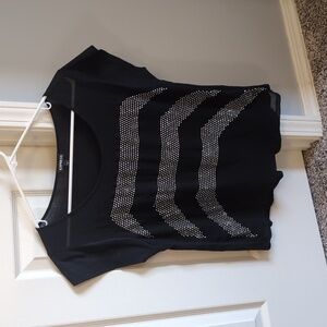 Express Women Black Rhinestone Short Sleeve Top! Size: S